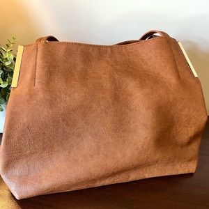 Madison West Light Brown Purse with Gold Accent